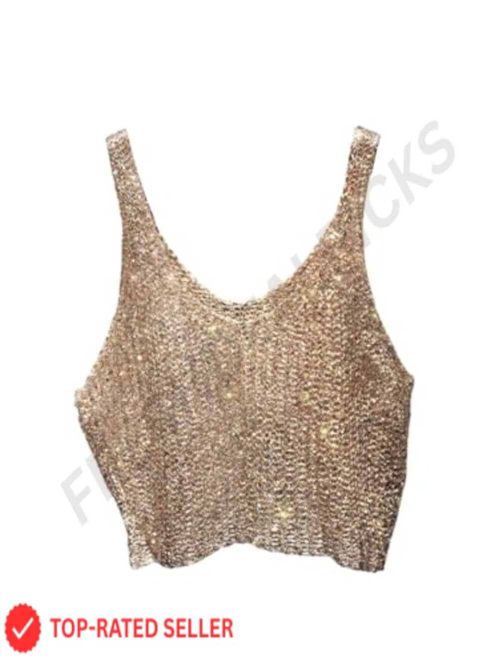 Metallic Crochet Knit V Neck Spaghetti Strap Crop Cami Top Y2K Clubwear